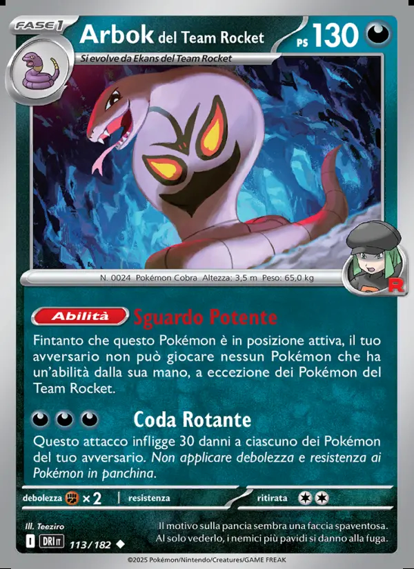 Image of the card Arbok del Team Rocket